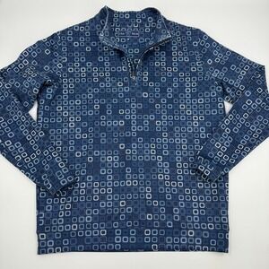USA Palm Ventana Canyon Mens Pullover Quarter Zip Blue Geometric Print Size M